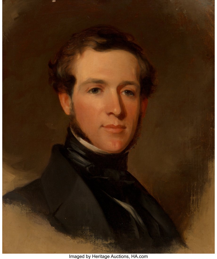 Thomas Sully (American, 1783-1872) Companion Por: Thomas Sully (American, 1783-1872) Companion Portraits of Angelina and Jacob S. Snider, Jr., 1835-1840 Oil on canvas, each 20-1/4 x 17 inches (51.4 x 43.2 cm) (each) PROVENANCE: Miss Frederica Leser,