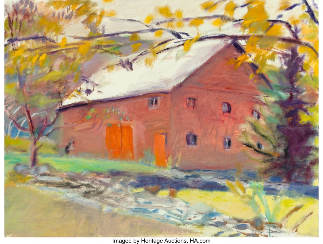 Wolf Kahn (American, b. 1927) Barn, Stark Road O: Wolf Kahn (American, b. 1927) Barn, Stark Road Oil on canvas 30 x 40 inches (76.2 x 101.6 cm) Signed lower center: W Kahn PROVENANCE: Meredith Long & Company, Houston, Texas; Acquired by the prese