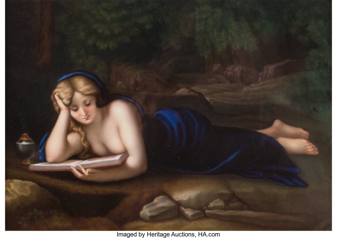 A German Painted Porcelain Plaque Depicting Mary (1 of 3)