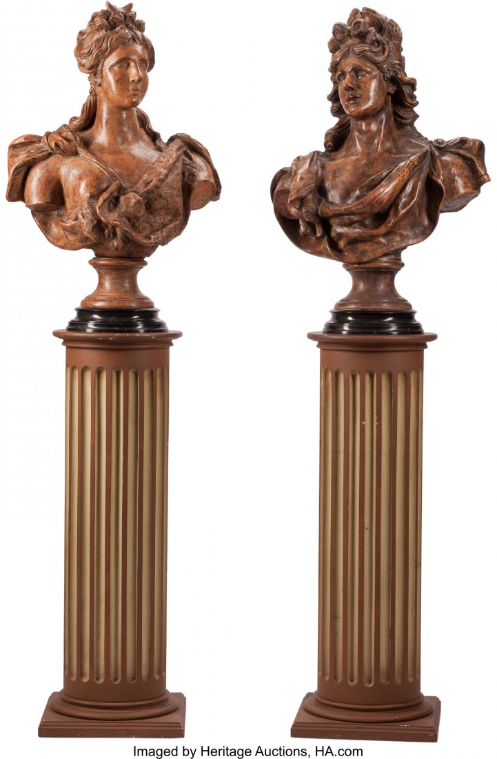A Pair of Baroque-Style Terracotta Portrait Bust (1 of 3)