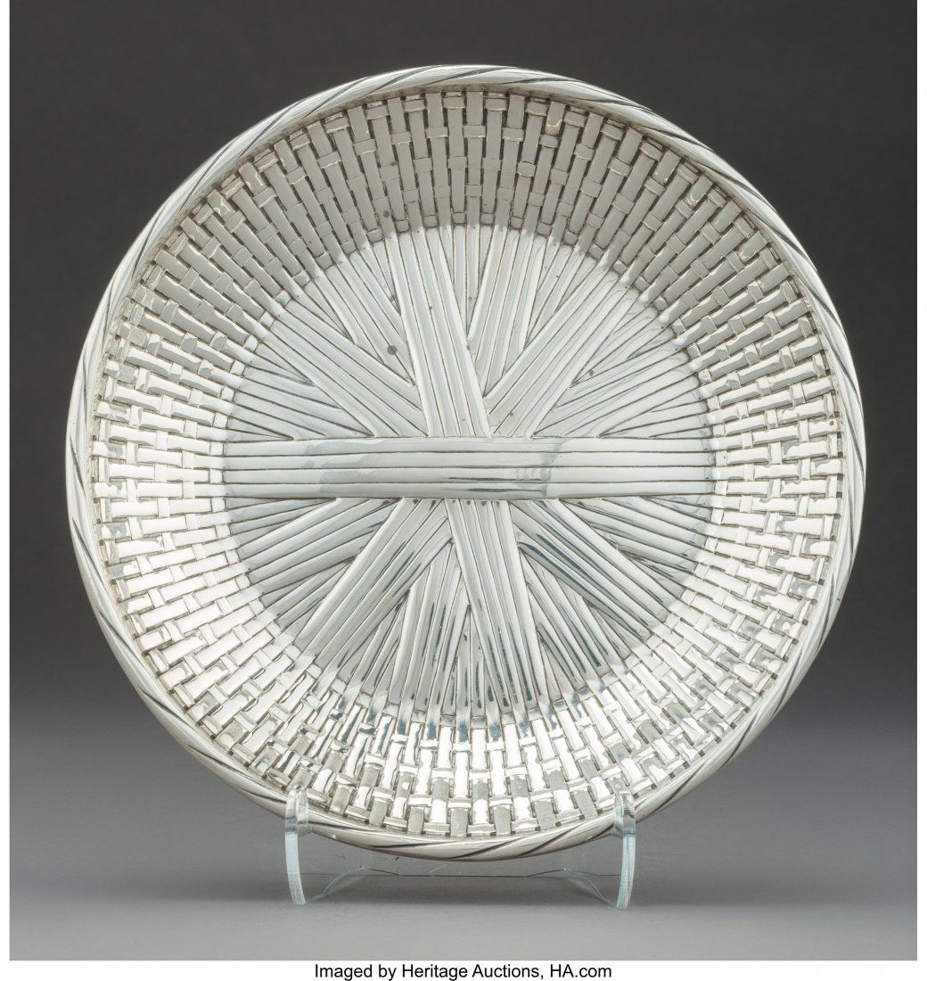 A Tiffany & Co. Silver Basket Weave Bowl, New Yo (1 of 3)