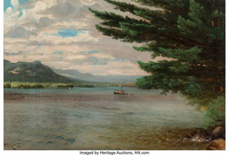 Nelson Augustus Moore (American, 1824-1902) Lake: Nelson Augustus Moore (American, 1824-1902) Lake George, 1883 Oil on canvas 9-1/2 x 14 inches (24.1 x 35.6 cm) Signed and dated lower left: NA Moore / 83 HID03101242017