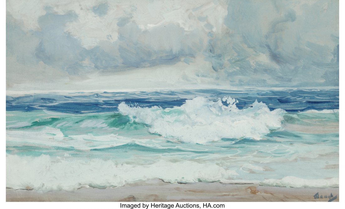 Frederick Judd Waugh (American, 1861-1940) Crash: Frederick Judd Waugh (American, 1861-1940) Crashing Waves Watercolor on paper 6-1/2 x 10-1/2 inches (16.5 x 26.7 cm) (sight) Signed lower right: Waugh HID03101242017