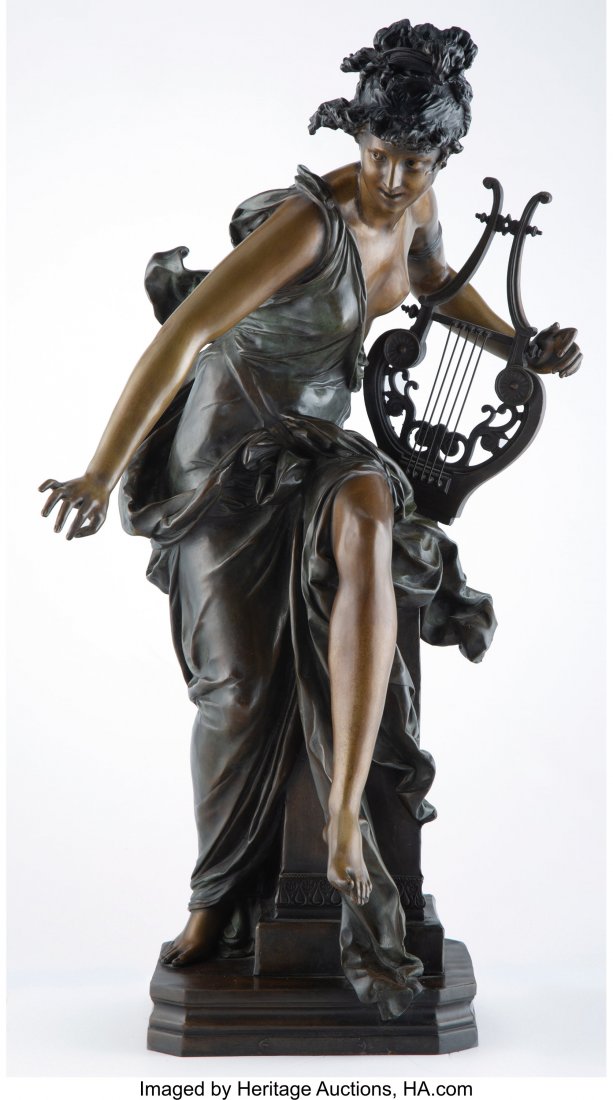 After Albert-Ernest Carrier-Belleuse (French, 18: After Albert-Ernest Carrier-Belleuse (French, 1824-1887) Melodie Bronze with gold and brown patina 30 inches (76.2 cm) Signed A CARRIER BELLEUSE Hors Concours HID03101242017