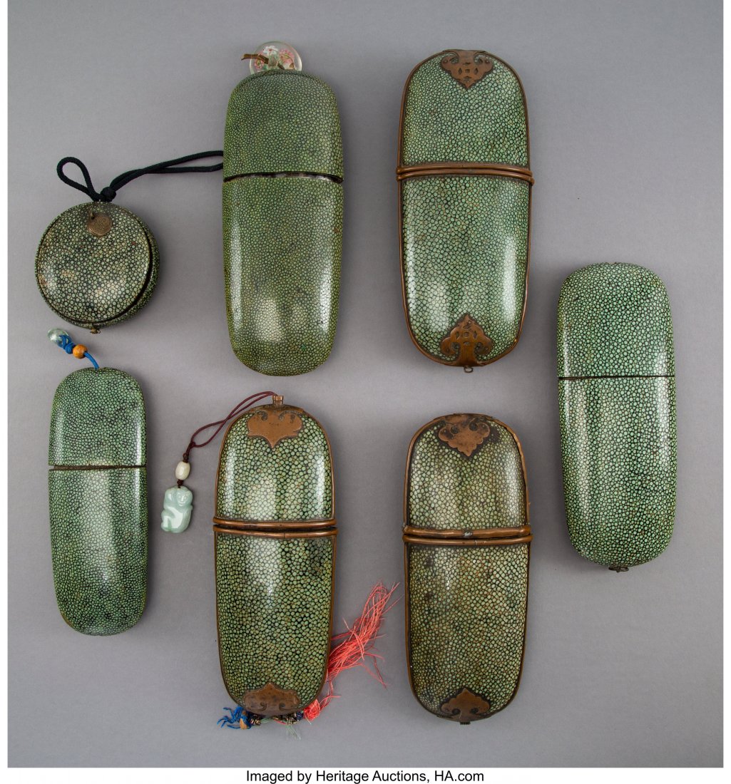 Seven Chinese Shagreen Eyeglass Cases, circa 190: Seven Chinese Shagreen Eyeglass Cases, circa 1900 7-1/2 x 3-1/4 x 1-1/2 inches (19.1 x 8.3 x 3.8 cm) (largest) HID03101242017