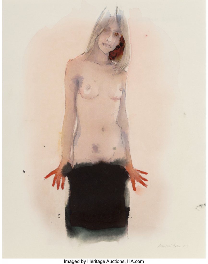 Martin Eder (b. 1968) Me Woman 175, 2001 Waterco: Martin Eder (b. 1968) Me Woman 175, 2001 Watercolor and pencil on paper 11-1/8 x 8-5/8 inches (28.3 x 21.9 cm) (sheet) Signed and dated lower right: Martin Eder 01 Titled and dated verso: 175 ME Woman