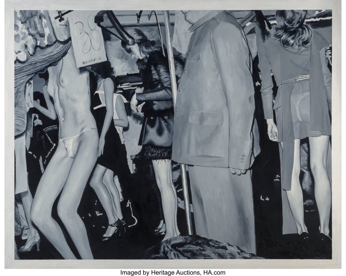 Shi Xinning (b. 1969) Untitled (Dressing Room),: Shi Xinning (b. 1969) Untitled (Dressing Room), 2006 Oil on canvas 80 x 100 inches (203.2 x 254 cm) Signed, dated, and inscribed in Chinese on the reverse: [...] 2006 [...] PROVENANCE: Private collect