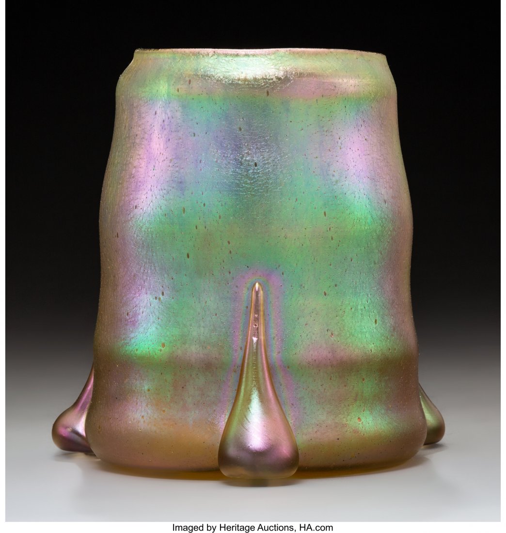 Loetz Silberiris II Glass Vase Designed by Kolom: Loetz Silberiris II Glass Vase Designed by Koloman Moser, circa 1902 Marks: Loetz, Austria, KM 6-5/8 inches (16.8 cm) HID03101242017