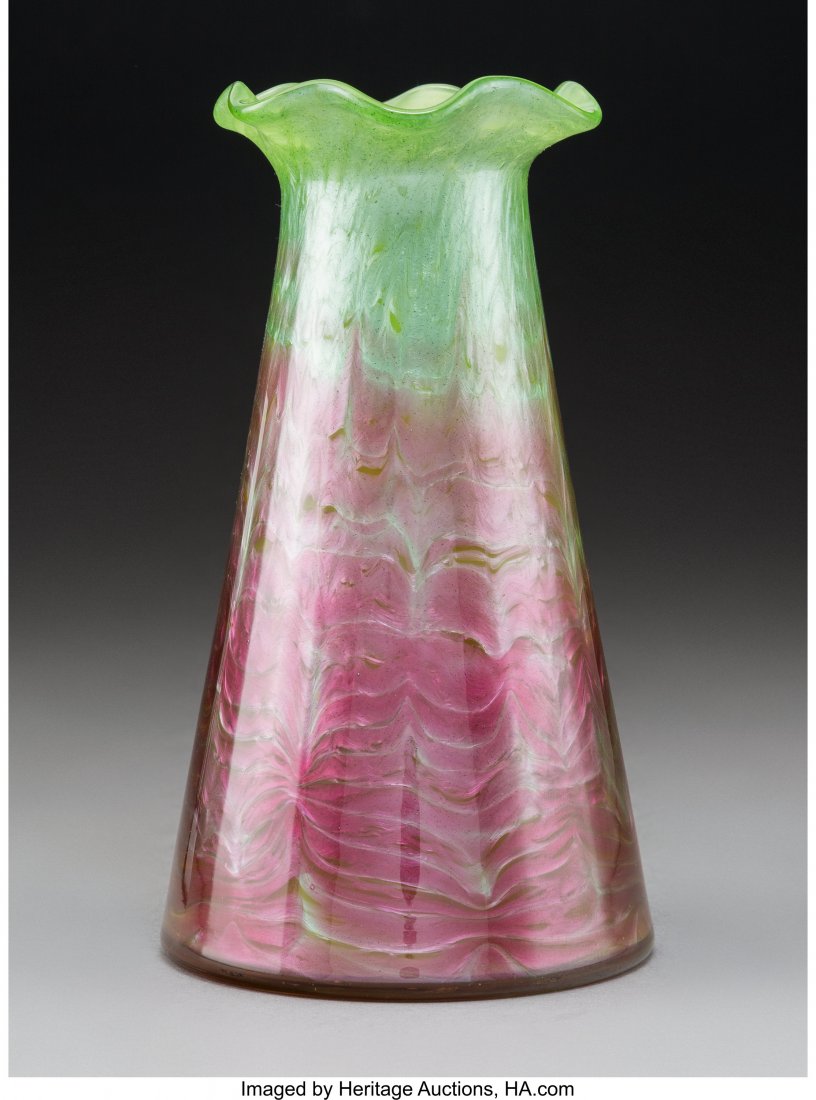 Loetz Titania Genre Series 2534 Glass Vase, circ: Loetz Titania Genre Series 2534 Glass Vase, circa 1905 8-1/2 inches (21.6 cm) HID03101242017