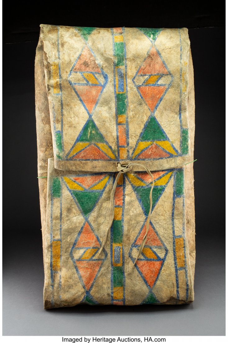 A Plains or Plateau Parfleche Envelope c. 1890 : A Plains or Plateau Parfleche Envelope c. 1890 rawhide, paint Height: 27 inches HID03101242017