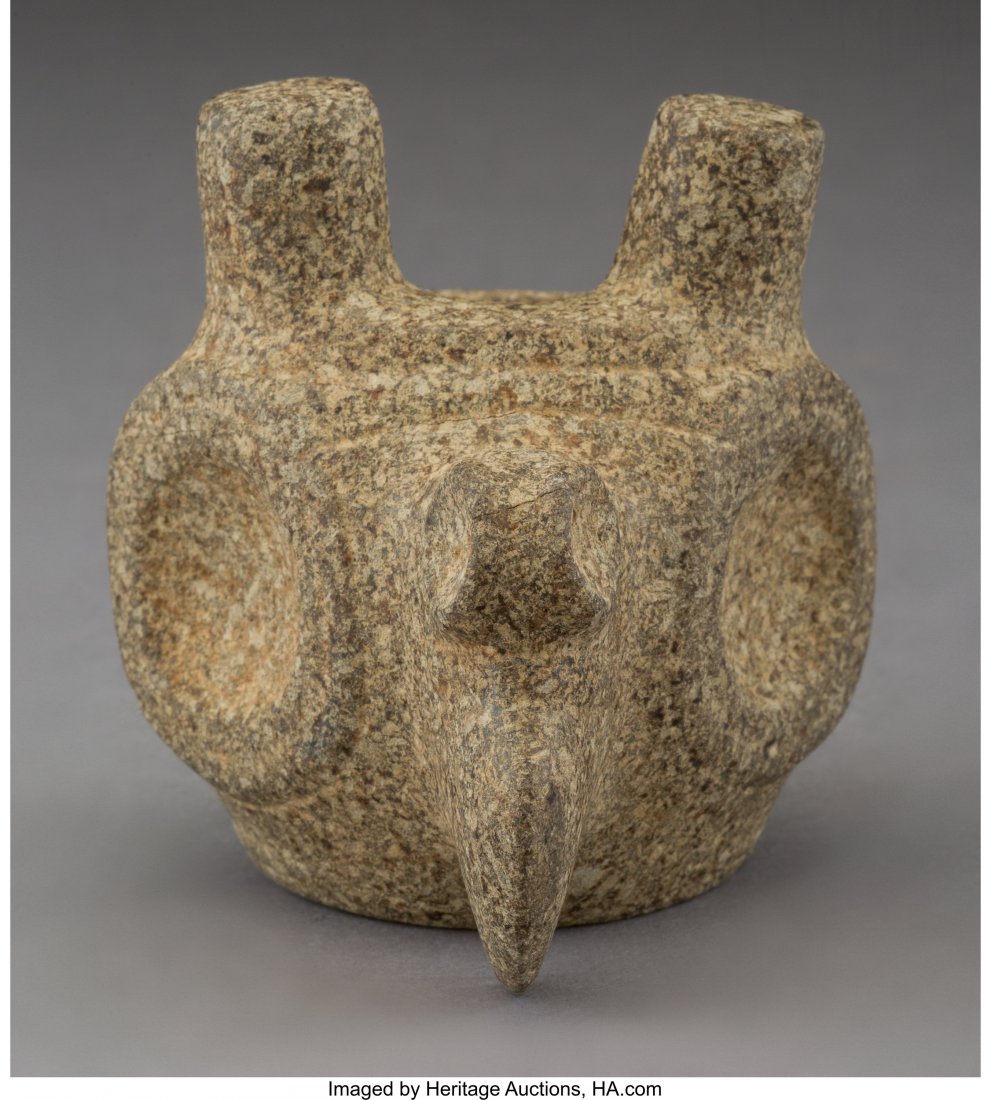A Costa Rica Stone Mace-Head Provenance: From : A Costa Rica Stone Mace-Head Provenance: From the collection of Dr. and Mrs. Henry Gans Sotheby Parke-Bernet, New York, Pre-Columbian Art, April 13, 1973, lot 75 Length: 3 &frac14; inches HID03101