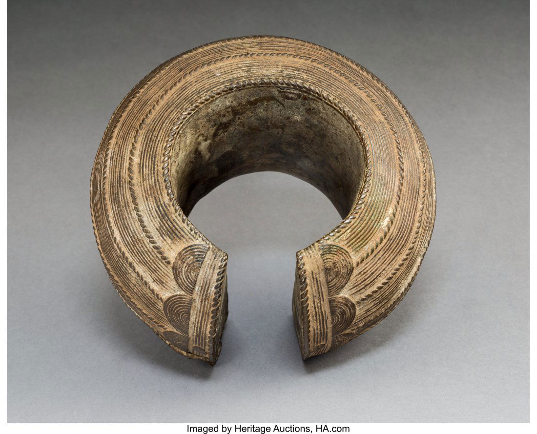 A Baule Bronze Anklet Provenance: Dr. & Mrs. J: A Baule Bronze Anklet Provenance: Dr. & Mrs. John Finley Diameter: 5 inches HID03101242017