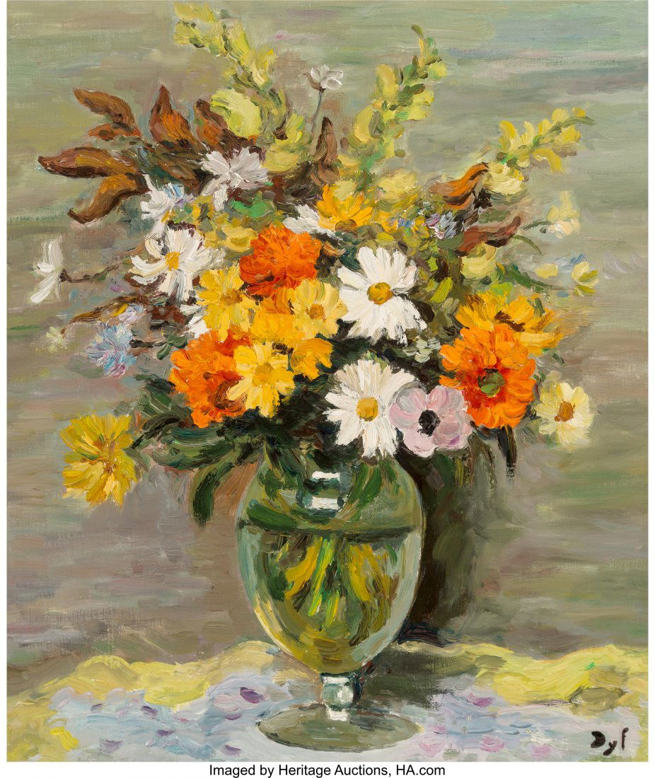 Marcel Dyf (French, 1899-1985) Soucis et marguer: Marcel Dyf (French, 1899-1985) Soucis et marguerites, 1970 Oil on canvas 21-3/4 x 18 inches (55.2 x 45.7 cm) Signed lower right: Dyf PROVENANCE: Private collection; Thence by descent to the present ow