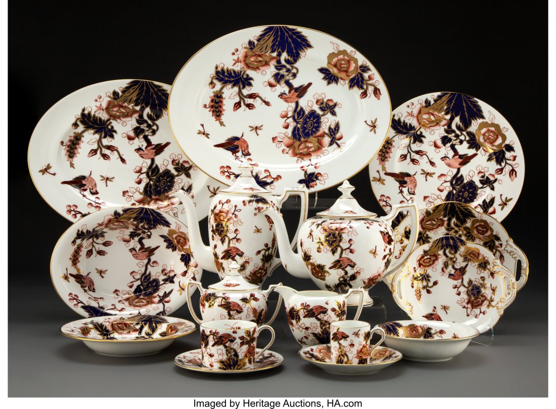 A Ninety-Four Piece Coalport Hong Kong Pattern P: A Ninety-Four Piece Coalport Hong Kong Pattern Porcelain Dinner Service, Staffordshire, England, introduced 1970 Marks: (new back stamp), COALPORT, (crown), BONE CHINA, MADE IN ENGLAND, EST. 1750, HON