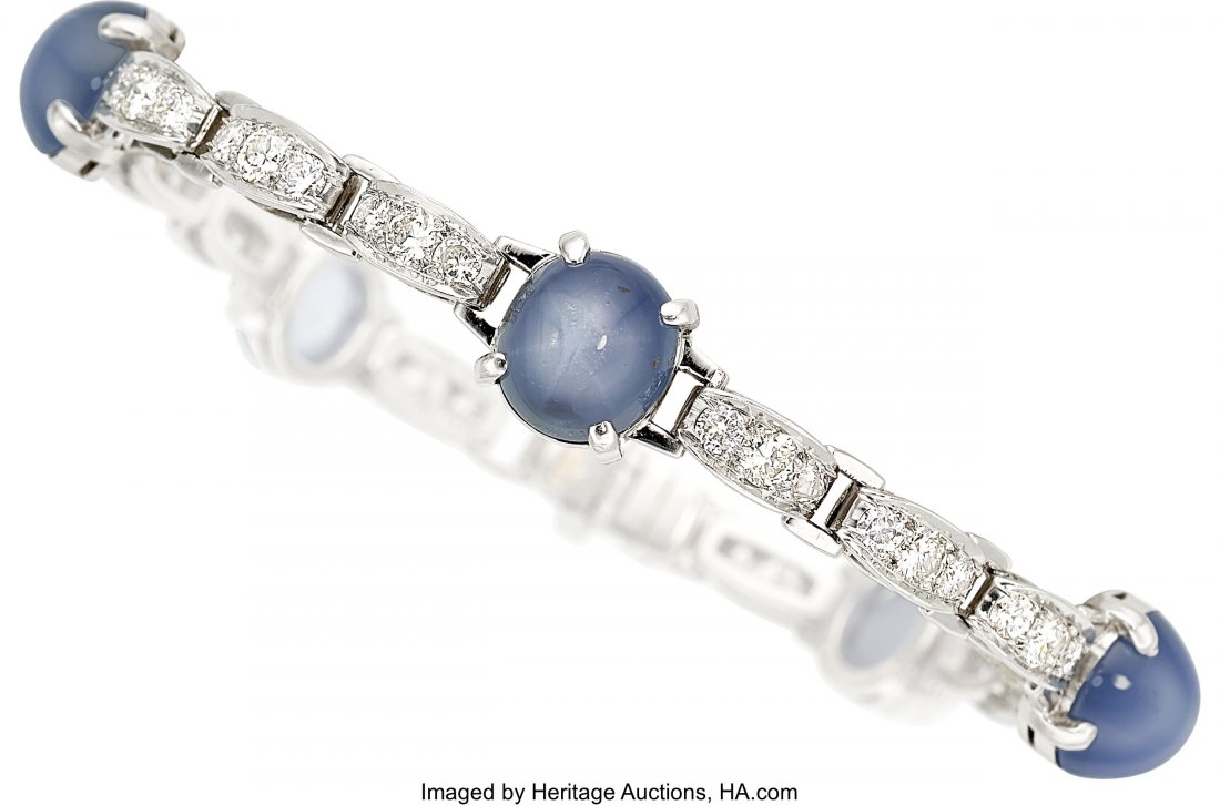 Star Sapphire, Diamond, Platinum Bracelet, Tiffa (1 of 1)