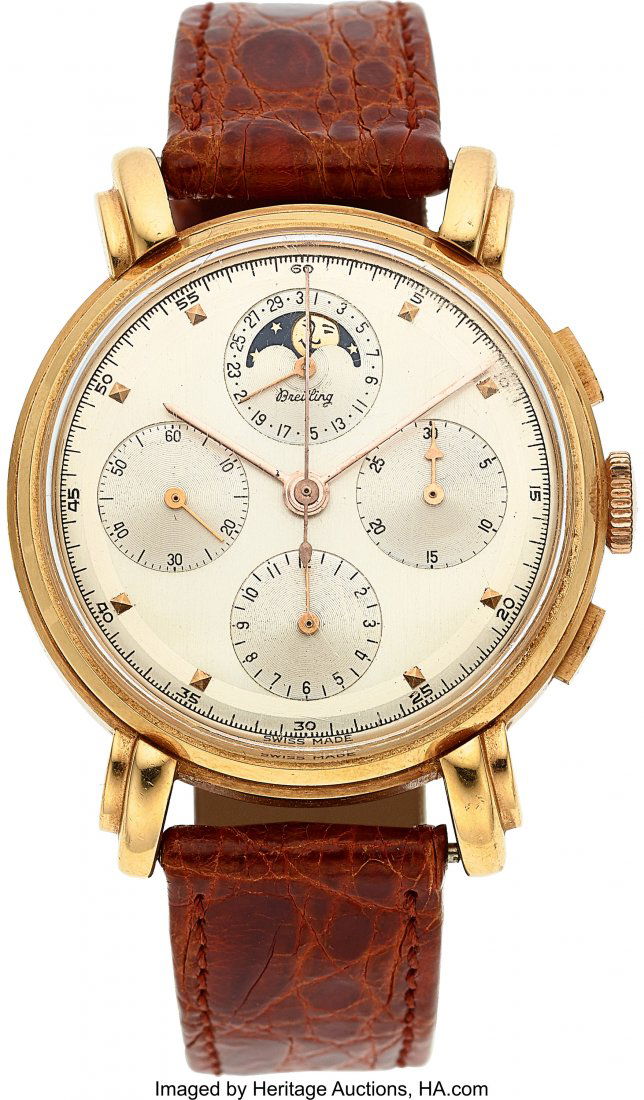 Breitling, 18k Pink Gold Moonphase Chronograph, (1 of 5)