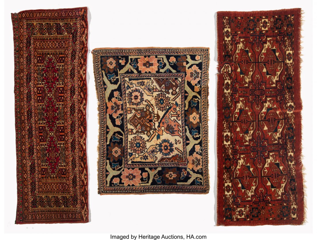 Three Afghan Prayer Rugs 43 x 16-1/2 inches (109 (1 of 2)