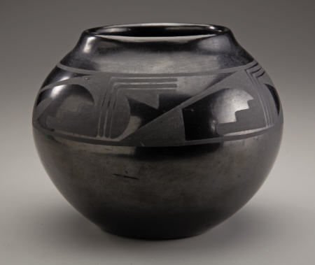A SAN ILDEFONSO BLACKWARE JAR Maria and Santana