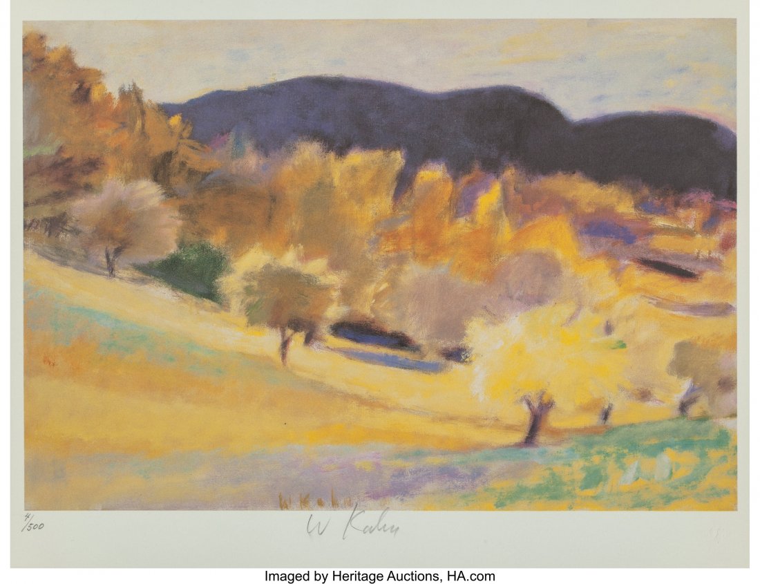 Wolf Kahn (American, b. 1927) Hillside in Early: Wolf Kahn (American, b. 1927) Hillside in Early Summer, 1990 Offset lithograph in colors on paper 8-1/2 x 11 inches (21.6 x 27.9 cm) (sheet) Ed. 4/500 Signed and numbered in pencil along lower edge Pu