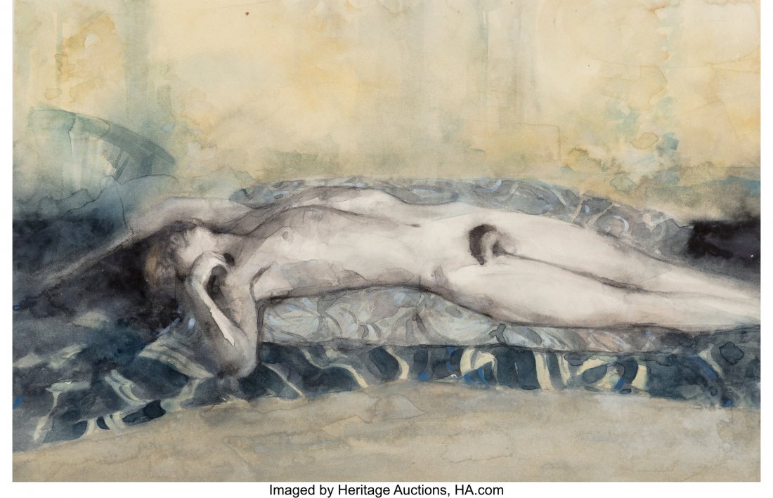 Artist Unknown Reclining Nude, 2008 Watercolor : Artist Unknown Reclining Nude, 2008 Watercolor on board 8-1/2 x 13 inches (21.6 x 33 cm) Signed and dated on the reverse: Paul P. / Jan 08 HID03101062020 © 2020 Heritage Auctions | All Rights Res