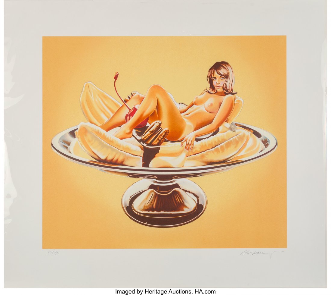 Mel Ramos (1935-2018) Banana Split, 2000 Lithogr: Mel Ramos (1935-2018) Banana Split, 2000 Lithograph in colors on paper 34-1/2 x 49-1/4 inches (87.6 x 125.1 cm) (sheet) Ed. 84/199 Signed and numbered in pencil along lower edge HID03101062020 © 