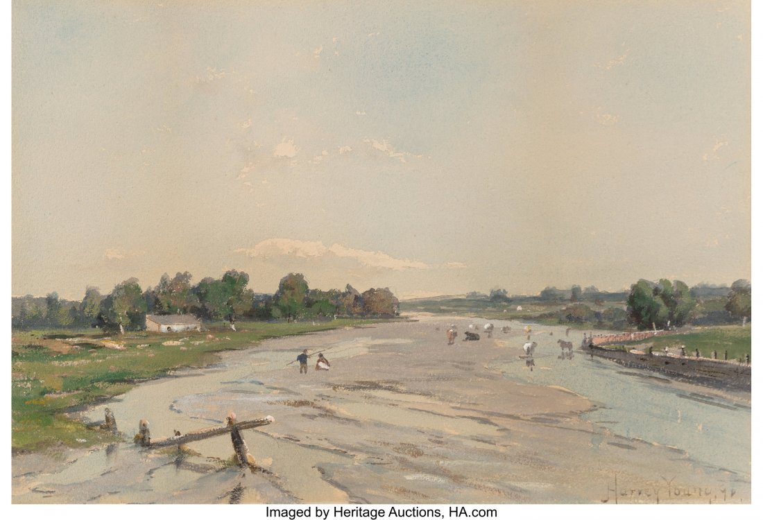 Harvey Otis Young (American, 1840-1901) The Rive: Harvey Otis Young (American, 1840-1901) The River, 1898 Watercolor on paper 13-1/2 x 19-1/2 inches (34.3 x 49.5 cm) (sight) Signed and dated lower right: Harvey Young 98 HID03101062020 © 2020 Her