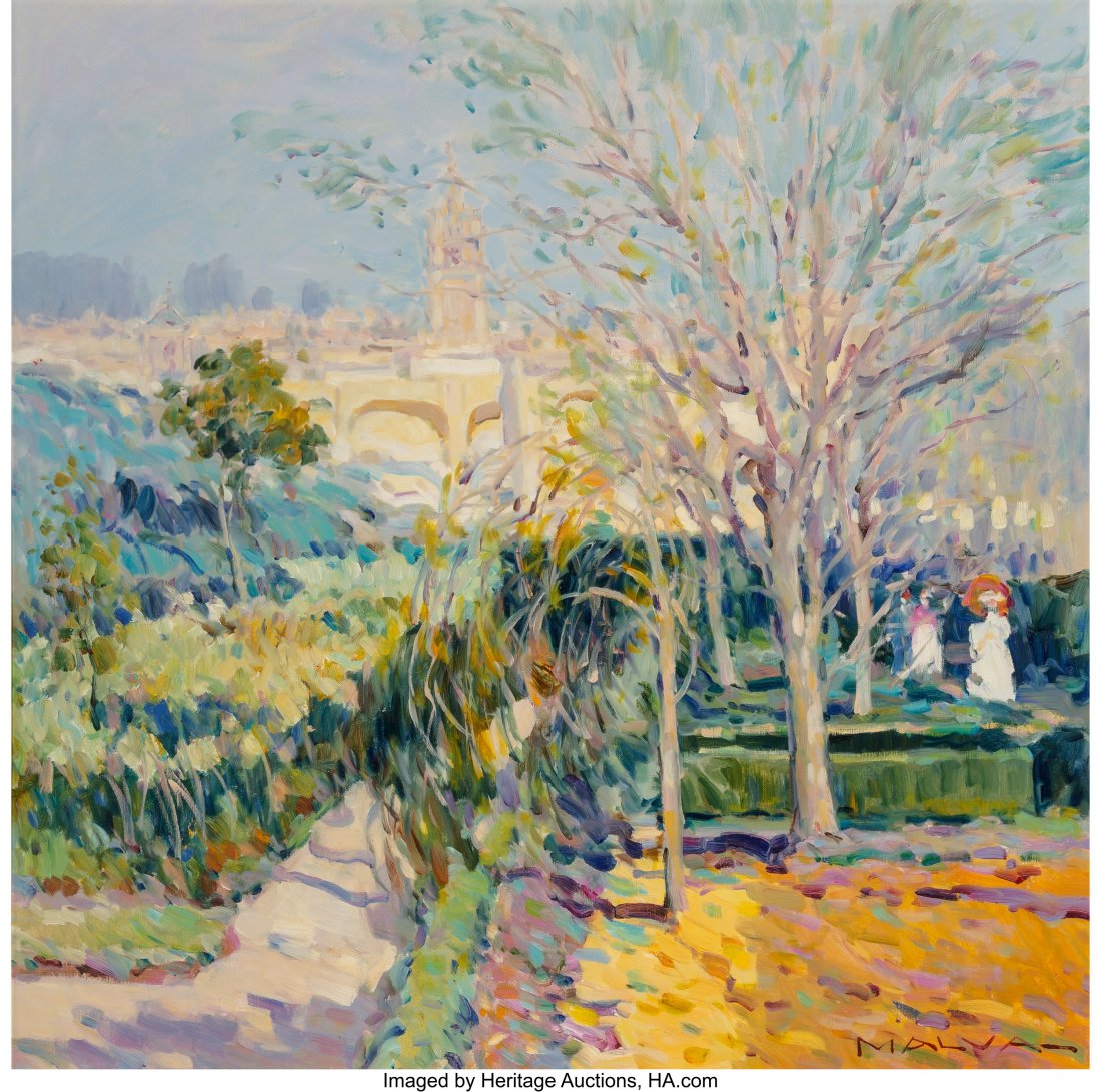 Omar Hamdi Malva (Syrian, b. 1951) A Spring Stro: Omar Hamdi Malva (Syrian, b. 1951) A Spring Stroll Oil on canvas 31-1/2 x 31-1/2 inches (80.0 x 80.0 cm) Signed lower right: Malva HID03101062020 © 2020 Heritage Auctions | All Rights Reserved