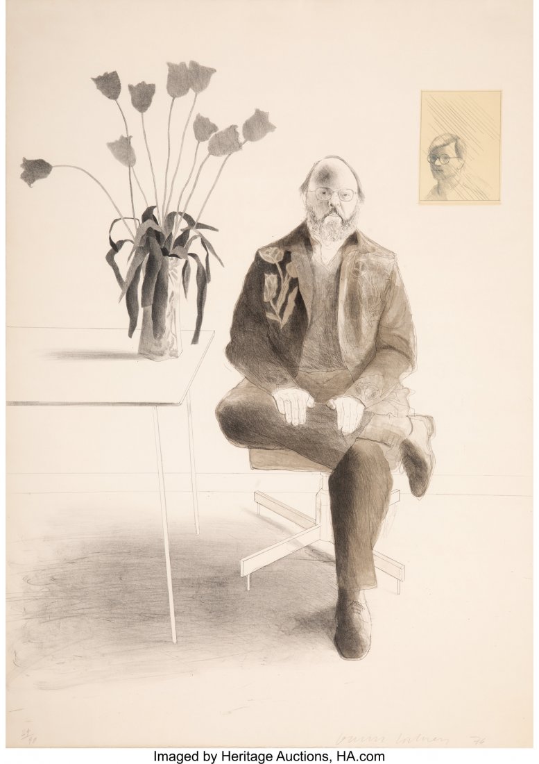 David Hockney (b. 1937) Henry with Tulips, from : David Hockney (b. 1937) Henry with Tulips, from Friends Series, 1976 Lithograph in colors on Arches Cover paper 41-5/8 x 28-5/8 inches (105.7 x 72.7 cm) (sheet) Ed. 24/90 (there are also 20 artist's p