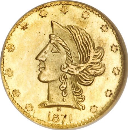 1871 50C Liberty Round 50 Cents, BG-1046, Low