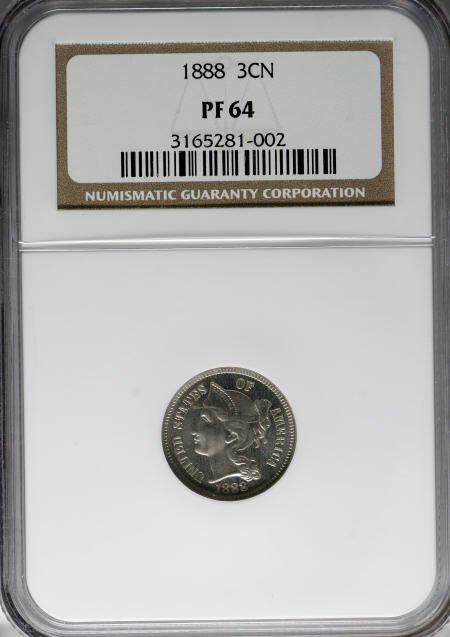 1888 3CN PR64 NGC. NGC Census: (219/528). PCGS Po