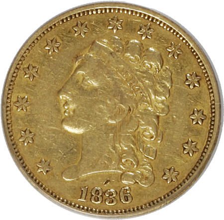 1836 $2 1/2 Block 8 VF35 PCGS. PCGS Population