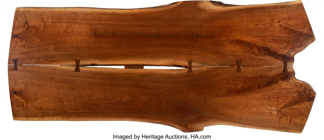 Mira Nakashima (American, b. 1942) Custom Confer: Mira Nakashima (American, b. 1942) Custom Conference Table Slab for the Hyatt Corporate Offices, Chicago, 2004 Walnut, five rosewood butterflies 140 x 66 x 1-3/4 inches (355.6 x 167.6 x 4.4 cm) (appro