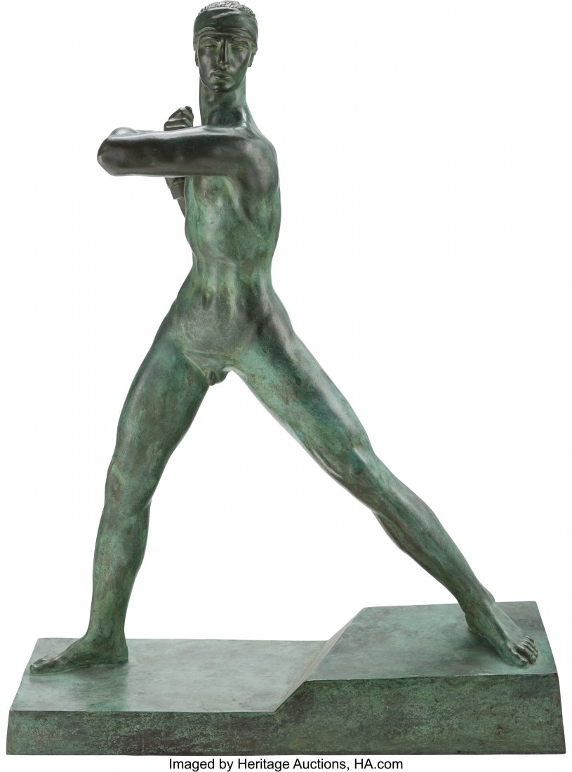 Raymond Delamarre (French, 1890-1986) David, cir: Raymond Delamarre (French, 1890-1986) David, circa 1930 Bronze 29-1/2 x 21-3/4 x 8-3/4 inches (74.9 x 55.2 x 22.2 cm) Incised to base R. DELAMARRE HID03101062020 © 2020 Heritage Auctions | All Ri