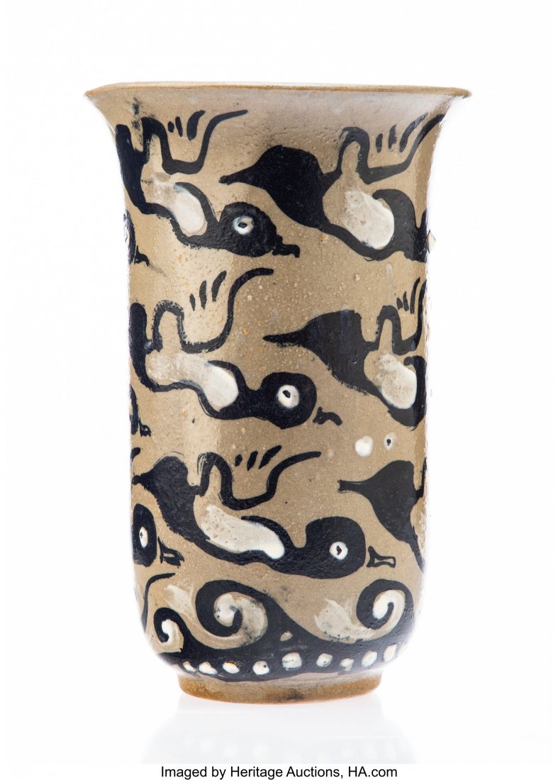 Walter Inglis Anderson (American, 1903-1965) and: Walter Inglis Anderson (American, 1903-1965) and Peter Anderson (1901-1984) Vase, circa 1955, Shearwater Pottery Glazed stoneware 8-3/8 x 5-1/2 inches (21.3 x 14.0 cm) PROVENANCE: Neal Auction Co., Ne