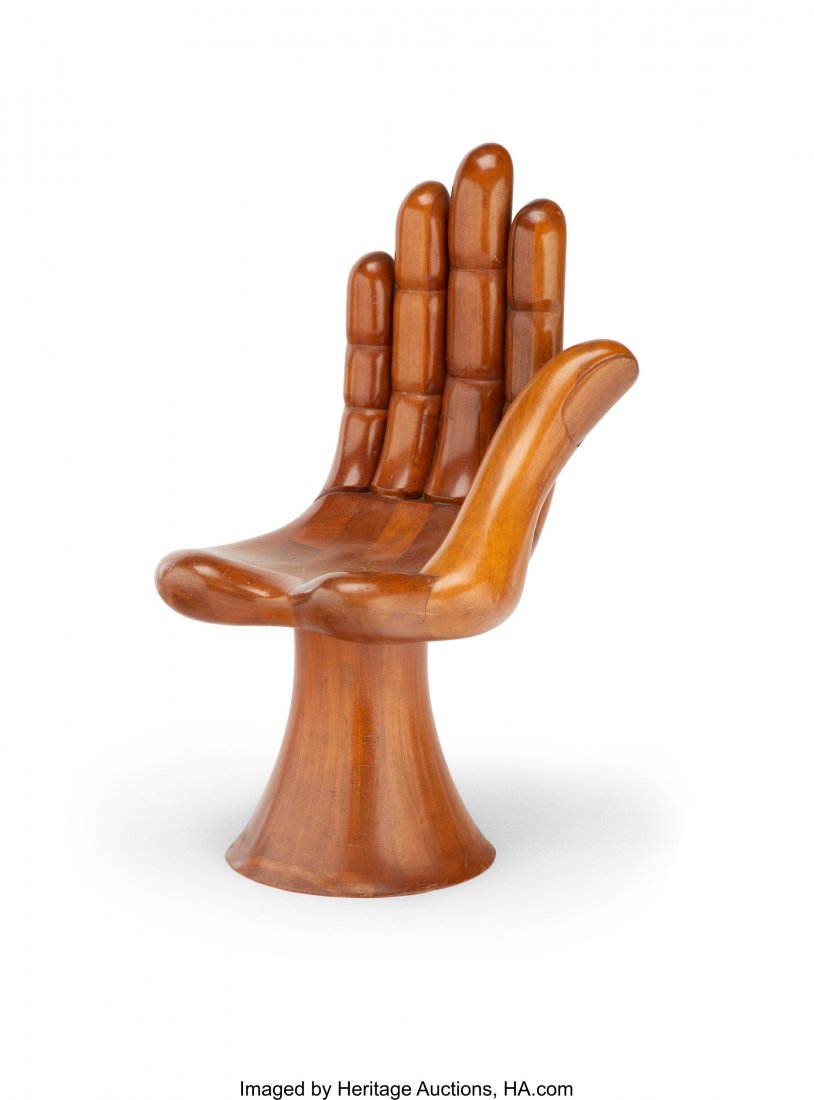 Pedro Friedeberg (Italian/Mexican, b. 1937) Hand: Pedro Friedeberg (Italian/Mexican, b. 1937) Hand Chair, circa 1965 Mahogany 33-1/2 x 17 x 21 inches (85.1 x 43.2 x 53.3 cm) HID03101062020 © 2020 Heritage Auctions | All Rights Reserved