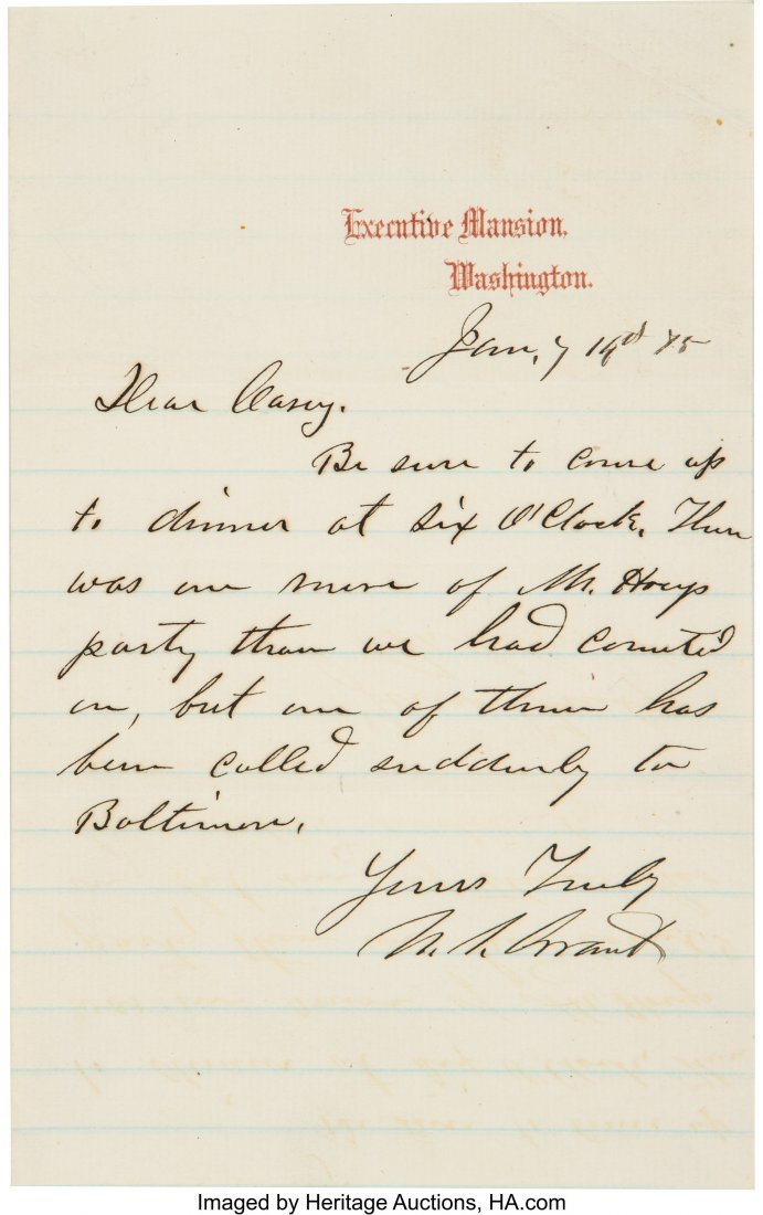 Ulysses S. Grant Autograph Letter Signed as Pres (1 of 2)
