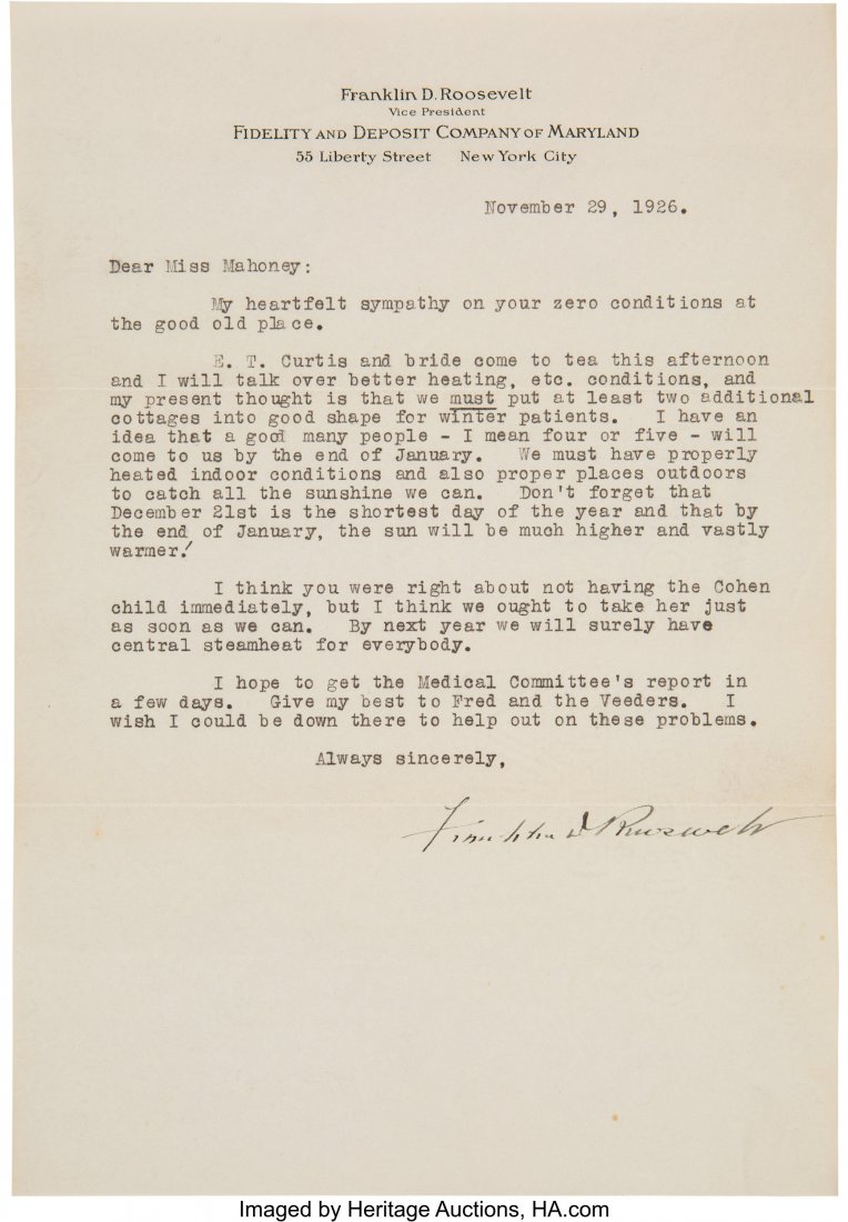 Franklin D. Roosevelt Typed Letter Signed "Frank (1 of 1)