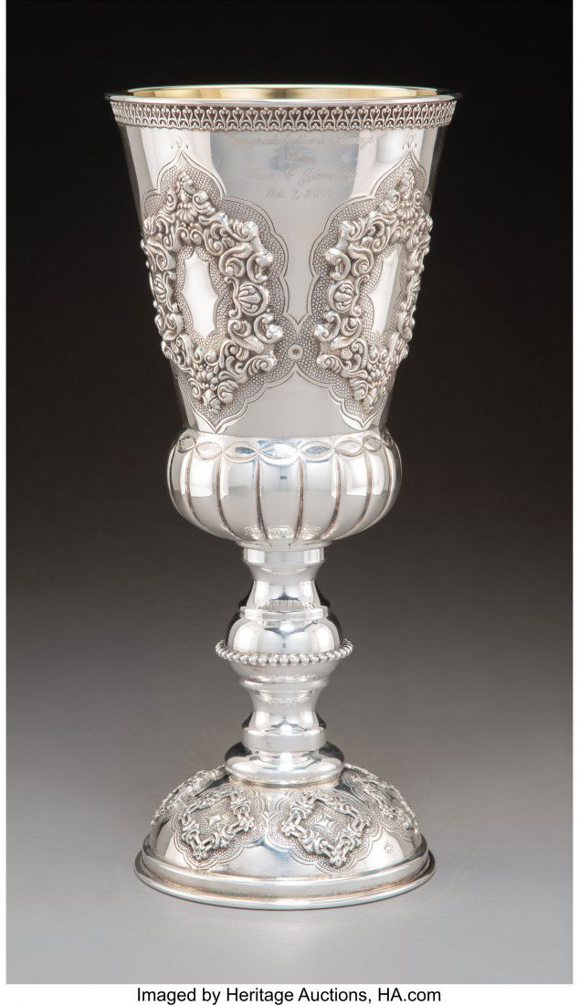 A Hadad Bros. Partial Gilt Silver Goblet with En (1 of 3)