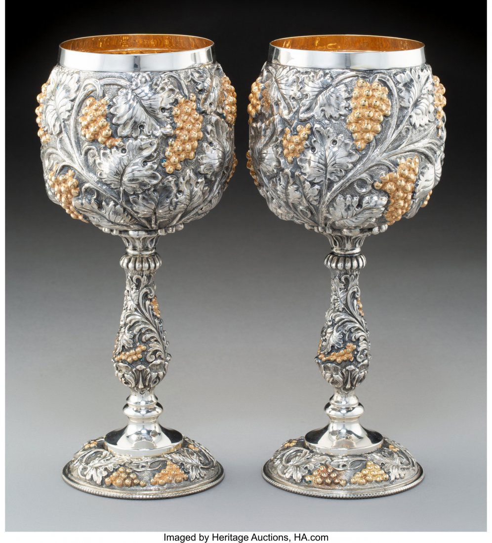 Two Continental Partial Gilt Silver Water Goblet (1 of 3)