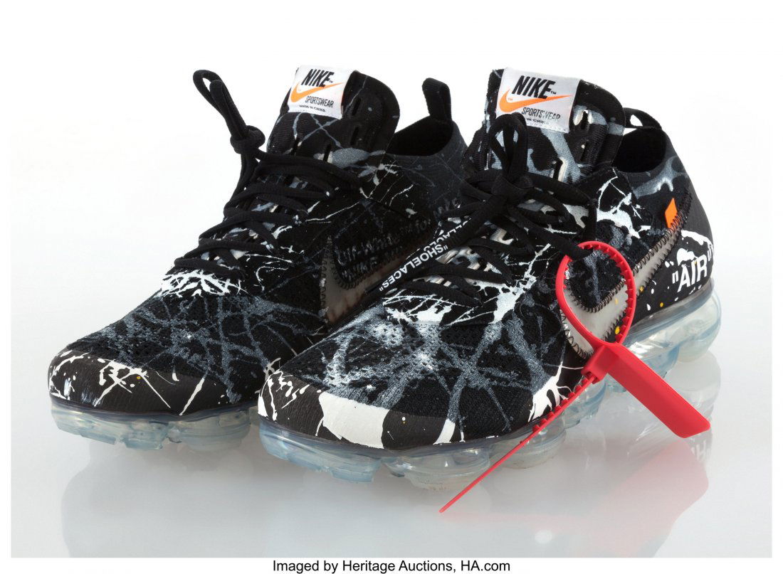 Mr. Brainwash X Nike Nike Air Vapormax, 2018 Pai: Mr. Brainwash X Nike Nike Air Vapormax, 2018 Pair of sneakers Size 10.5 Signed on right sneaker Produced by Nike, USA HID03101062020 © 2020 Heritage Auctions | All Rights Reserved