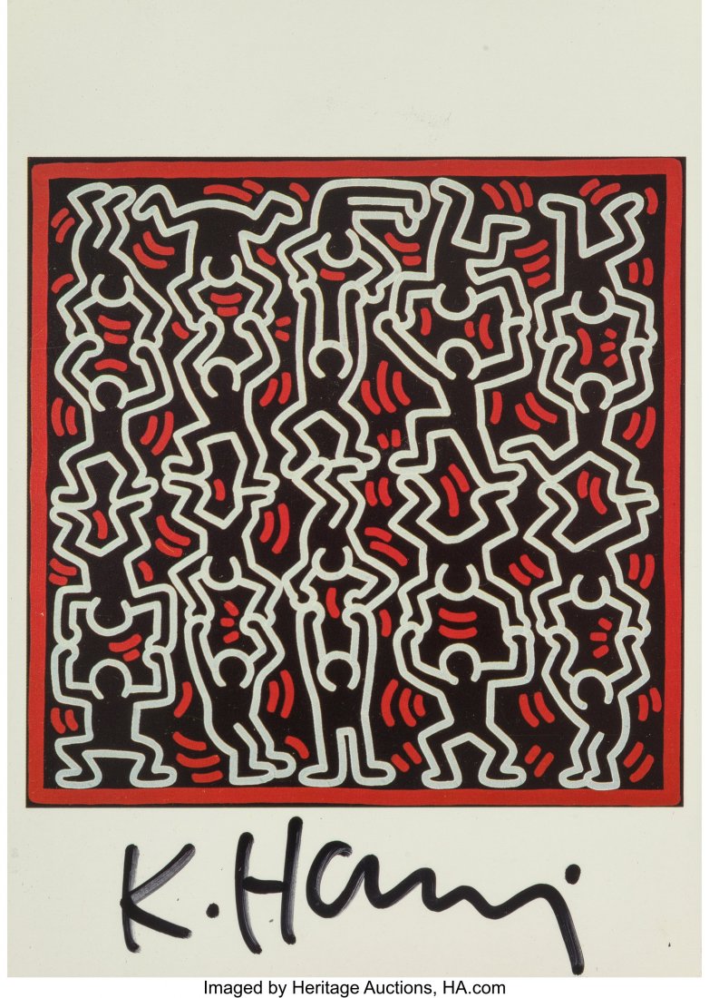 After Keith Haring Untitled, postcard, 1987 Off: After Keith Haring Untitled, postcard, 1987 Offset lithograph in colors on paper 6 x 4-1/4 inches (15.2 x 10.8 cm) (sheet) Signed in ink lower center Published by Artpost, New York HID03101062020 &cop