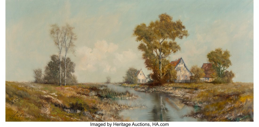 Continental School (20th Century) Homestead Oil : Continental School (20th Century) Homestead Oil on canvas 24 x 48 inches (61.0 x 121.9 cm) Signed lower left: Lobau HID03101062020 © 2020 Heritage Auctions | All Rights Reserved