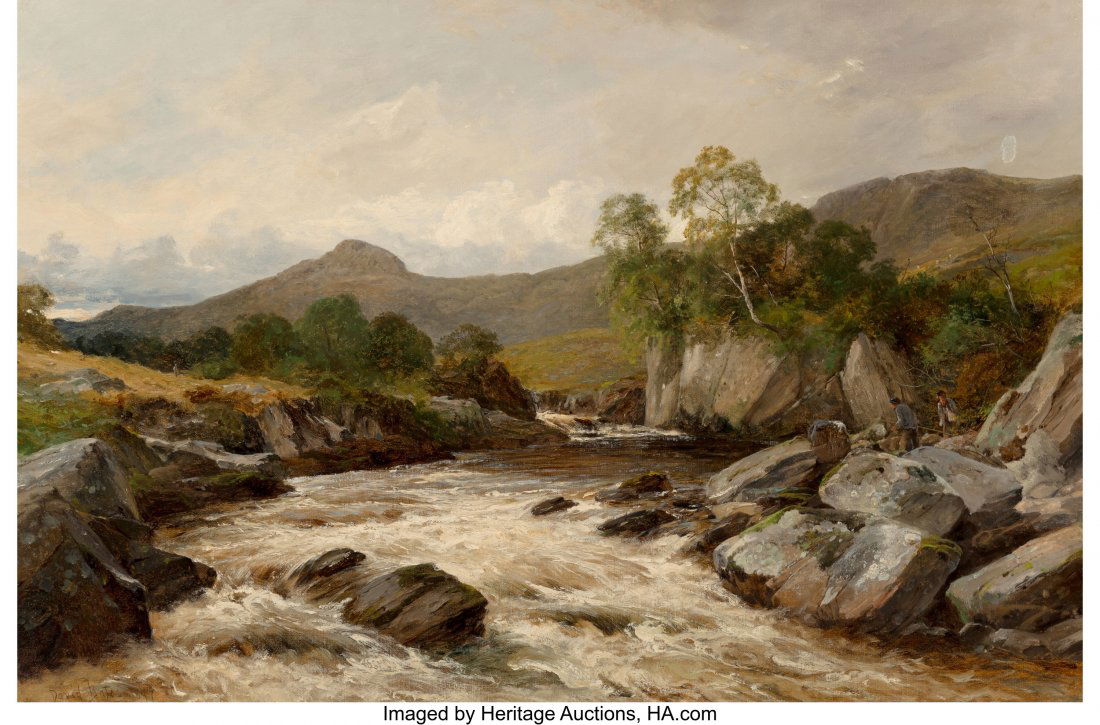 David Bates (British, 1840-1921) A Spate in the: David Bates (British, 1840-1921) A Spate in the Grantllyn, Lledr Valley, 1897 Oil on canvas 23-3/8 x 35-3/4 inches (59.4 x 90.8 cm) Signed and dated lower left: David Bates 1897 HID03101062020 ©