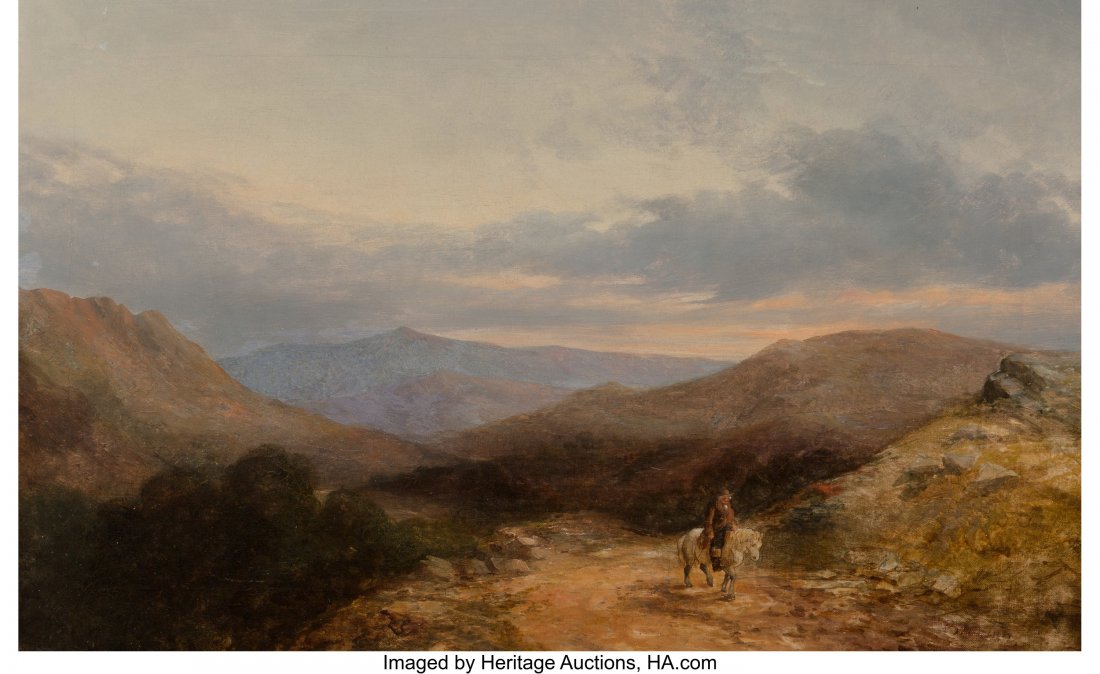 Ralph Reuben Stubbs (British, 1823-1879) An Open: Ralph Reuben Stubbs (British, 1823-1879) An Open Vista with a Traveler on Horseback Oil on canvas 14-3/4 x 23-7/8 inches (37.5 x 60.6 cm) Signed and dated indistinctly lower right: R. Stubbs 18[..] HI