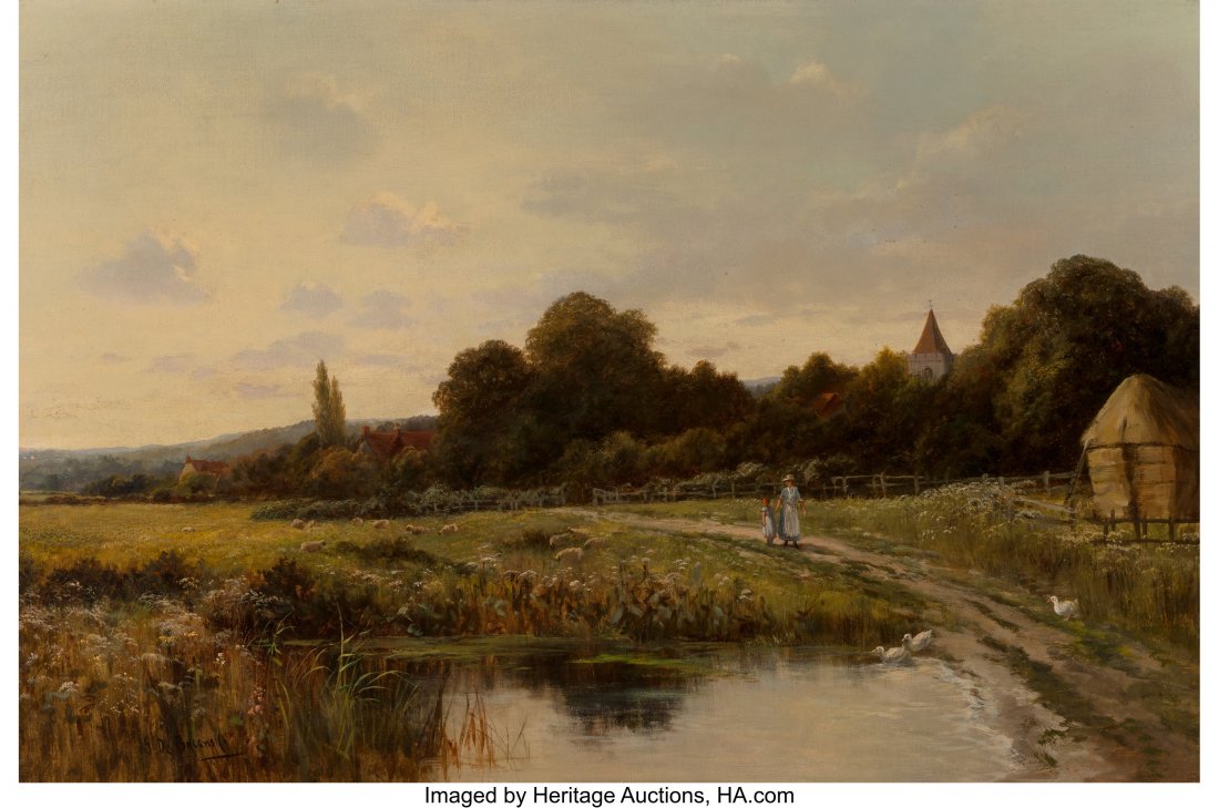 G. de Breanski (British, 19th Century) Three Bri: G. de Breanski (British, 19th Century) Three Bridges, Kent Oil on canvas 23-3/4 x 36 inches (60.3 x 91.4 cm) Signed lower left: G de Breanski HID03101062020 © 2020 Heritage Auctions | All Rights 