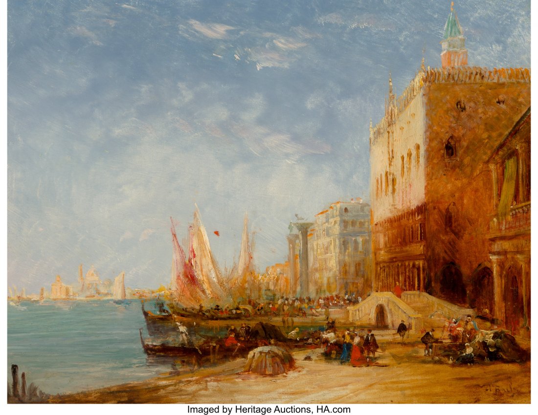 Continental School (19th Century) La Riva Degli : Continental School (19th Century) La Riva Degli Schiavione, Venice Oil on panel 10-3/8 x 13-5/8 inches (26.4 x 34.6 cm) Signed indistinctly lower right HID03101062020 © 2020 Heritage Auctions | A