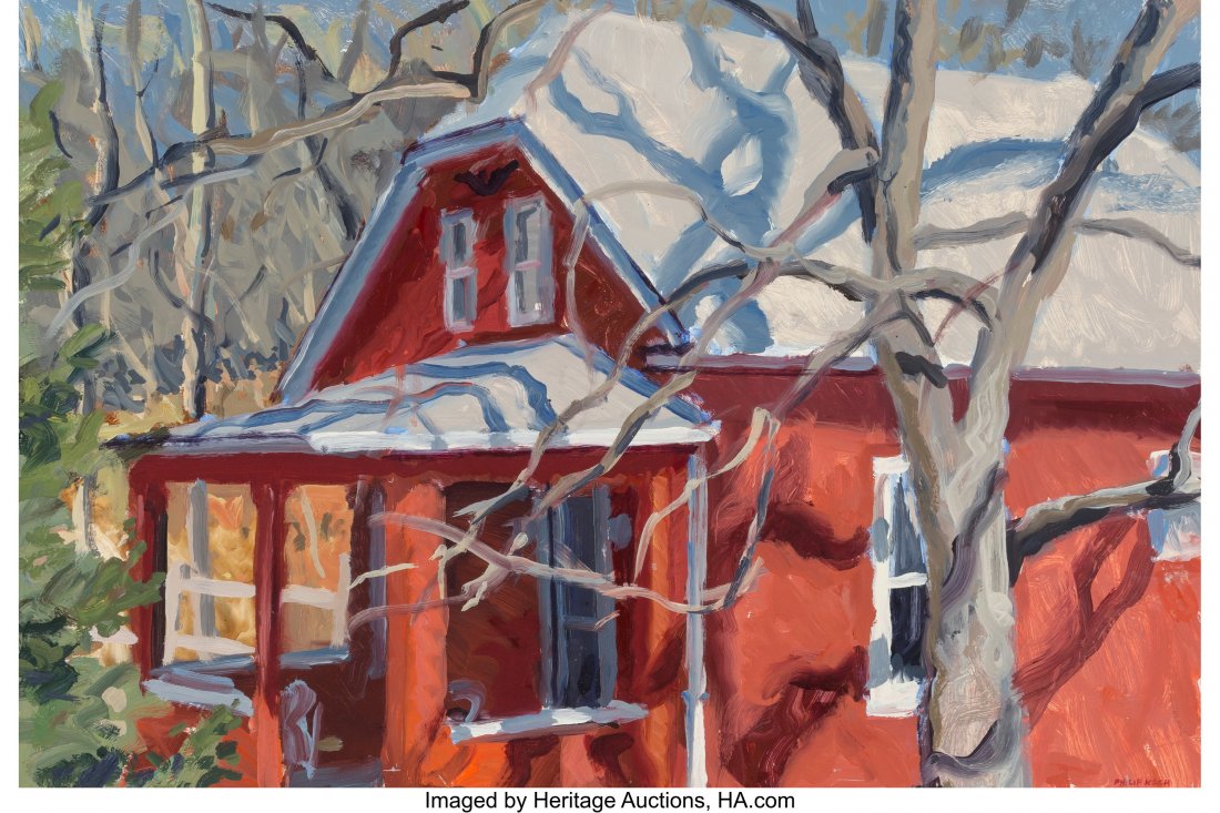 Philip Koch (American, b. 1948) Red Porch, 1984: Philip Koch (American, b. 1948) Red Porch, 1984 Oil on Masonite 16 x 24 inches (40.6 x 61.0 cm) Signed lower right: Philip Koch Signed, dated, and titled on the reverse: Red Porch / 1984 / Philip Koch