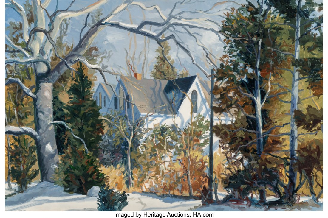 Philip Koch (American, b. 1948) Hidden House, 19: Philip Koch (American, b. 1948) Hidden House, 1984 Oil on canvas 42-1/2 x 63 inches (108.0 x 160.0 cm) Signed lower left: Philip Koch Signed, dated, and titled on the reverse: Hidden House / oil 1984