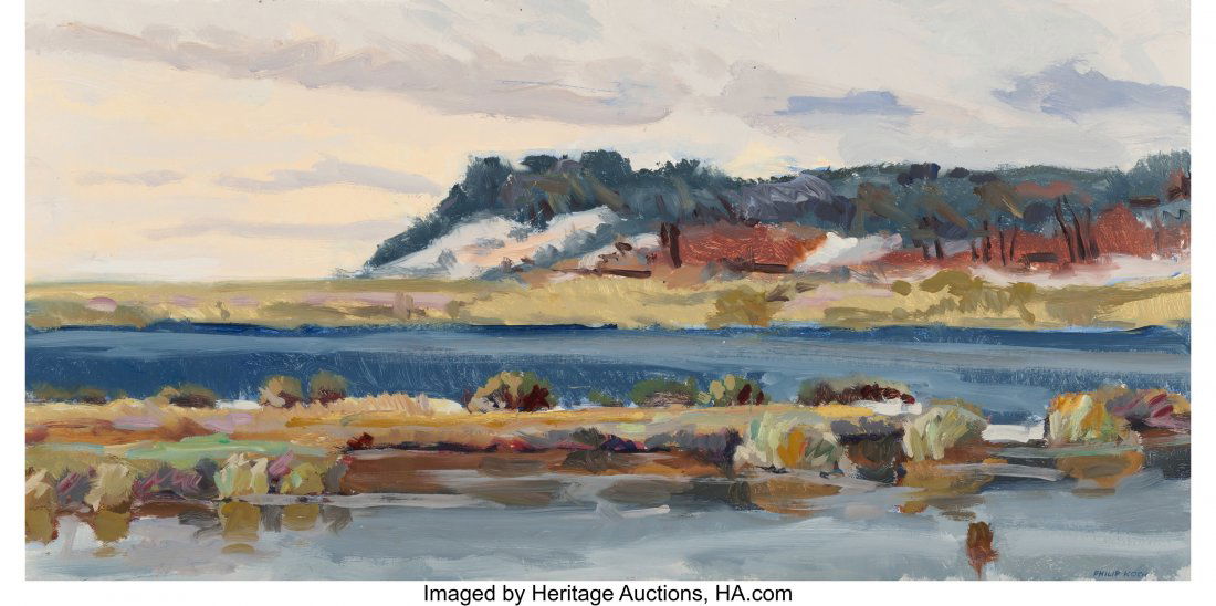 Philip Koch (American, b. 1948) Cape Cod Morning: Philip Koch (American, b. 1948) Cape Cod Morning, 1985 Oil on Masonite 13 x 25-7/8 inches (33.0 x 65.7 cm) Signed lower right: Philip Koch Signed, dated, and titled on the reverse: Cape Cod / Morning