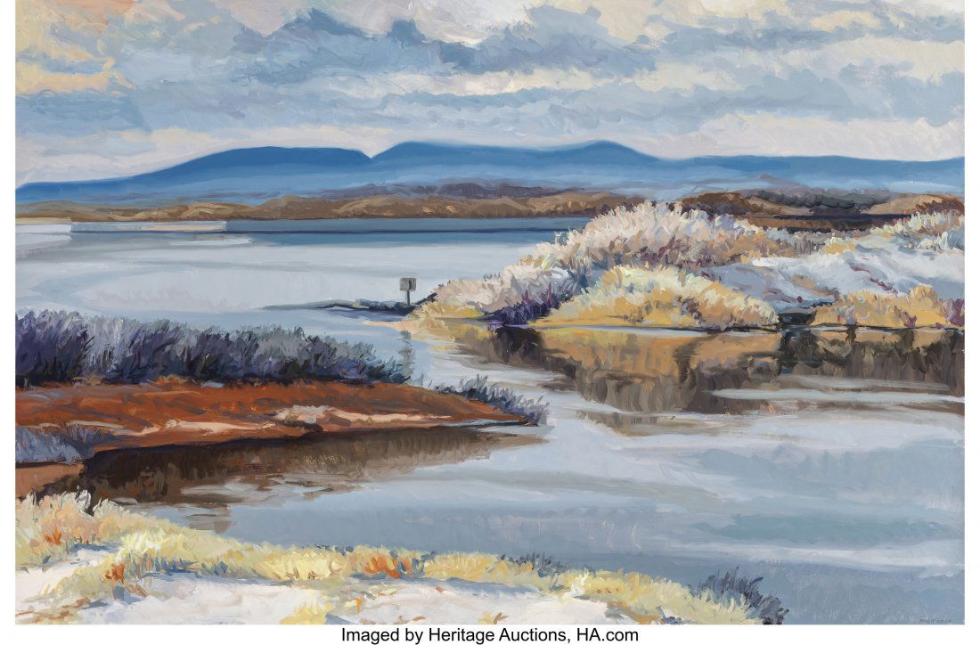 Philip Koch (American, b. 1948) The Inlet, 1984: Philip Koch (American, b. 1948) The Inlet, 1984 Oil on canvas 42 x 63 inches (106.7 x 160.0 cm) Signed lower right: Philip Koch Signed, dated, and titled on the reverse: The Inlet / Oil 1984 / Philip